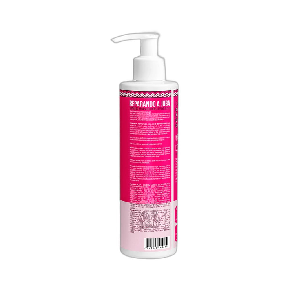 Verso do frasco do Shampoo Widi Care Reparando a Juba Bond Define Repair 300ml com informações detalhadas